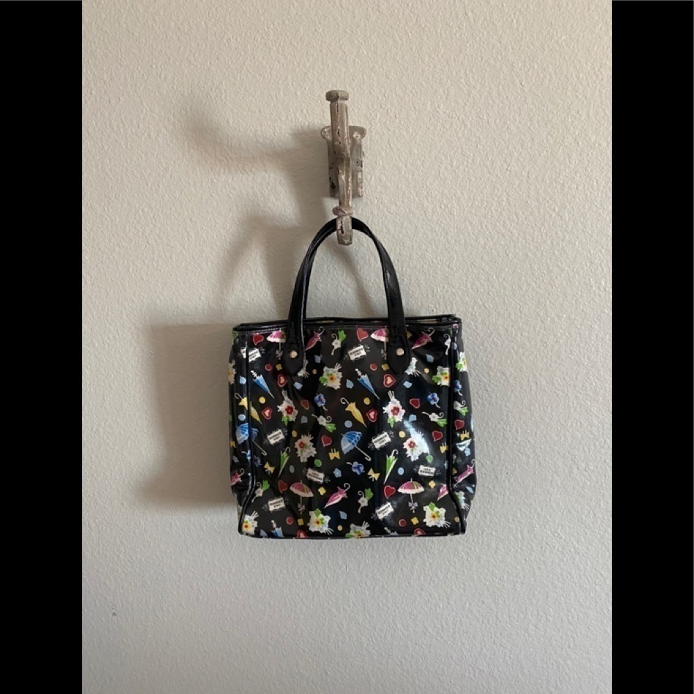 LULU GUINNESS Black Paper Doll Print Makeup Bag